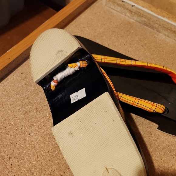 Traditional Black and Orange Women's Sandals - Picture 3 of 3